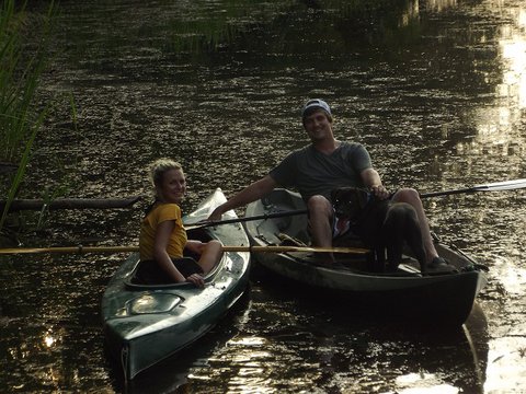 My son with his dog Kane, and wife-to-be.