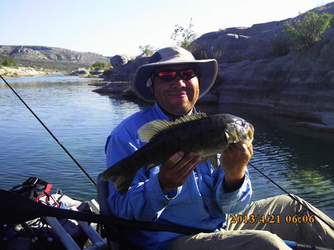 wife told me she saw a fish behind her, pointed to a spot.  I casted there and BAM!  This 3.5 lb smallmouth came jumping out.  Gotta love her.