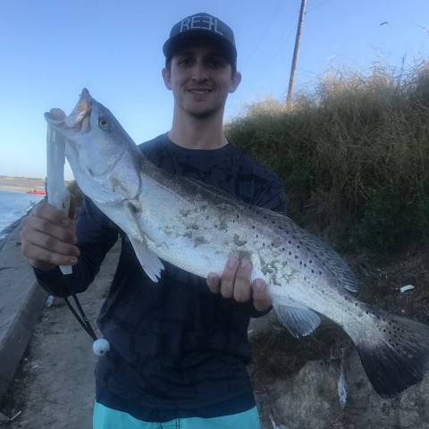 Treys first cast with pink TroutSupport Lure.jpg